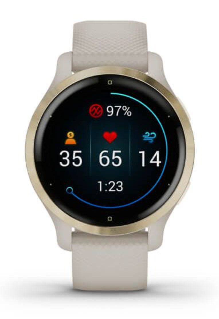 Garmin Venu 2S Smartwatch (40mm) - Light Gold Bezel with Light Sand Case & Silicone Band (New, open-box item) - Image 2