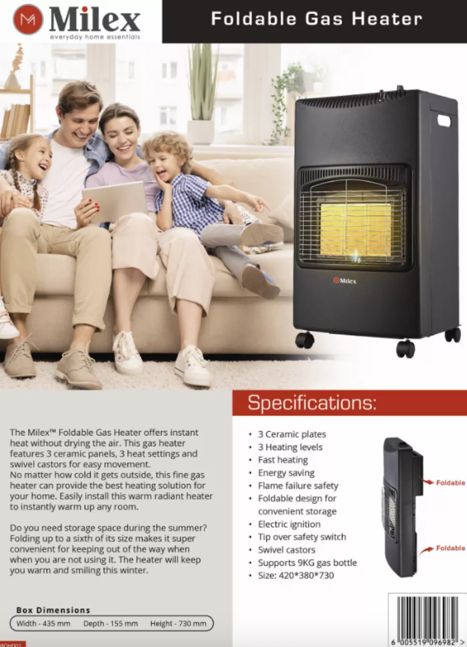 Milex Foldable Gas and Electrical Heater - Image 2