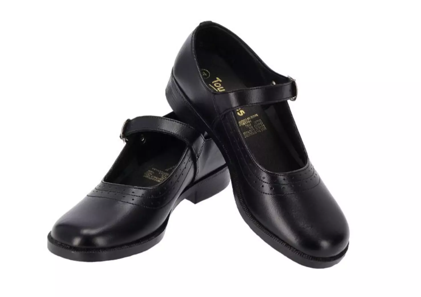 Toughees Pearl One-Bar Ladies School Shoes - Black - UK 6