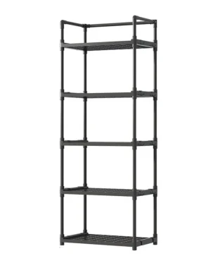 5-Shelf Rack Storage Shelving Organizer,Kitchen Storage Shelf Unit – Black (New, packaging damaged / no packaging)