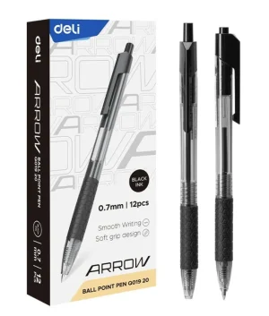 Deli ARROW Retractable Ballpoint Pen 0,7mm Black Ink 12PCS (New)