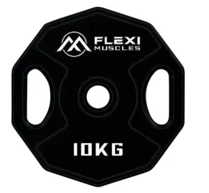 Flexi Muscles Rubber Coated Barbell Plates for Weight Lifting (Single) 10 kg (New)
