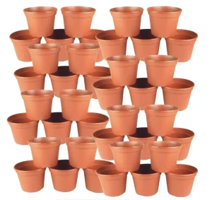 Garden Round Pot Plant Set of 50 (20cm) - Brown (New)