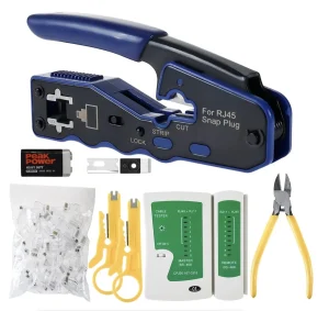 RJ45 Network Crimping Tool Set with Pass through Crimper (New)