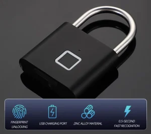 Smart Fingerprint Padlock Grey High Quality (New)