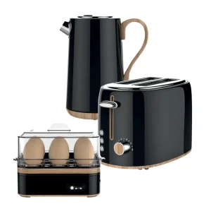 Swan Cordless Kettle & 2 Slice Toaster & Egg Boiler Breakfast Pack - Black (New, sealed)