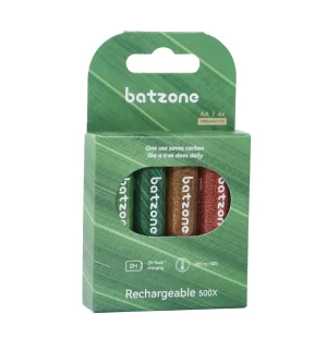 Batzone Ni-MH 2.0 AA 1000mAh Rechargeable Batteries - 4 Pieces (New)
