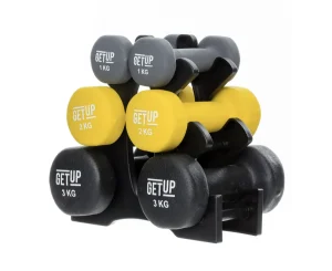 GetUp 12kg Neoprene Dumbbell Set & Stand (New)