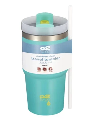 O2 Stainless Steel Double Walled Tall Tumbler 600ml - Teal (New)