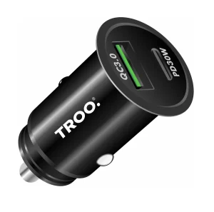 TROO Certified 48W PD Dual USB Fast Charge Car Charger - Black (New)