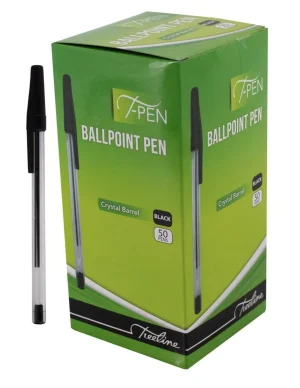 Treeline Ballpoint Pens Crystal Barrel T-Pen Black - ONLY 40 pens  (New, open-box)