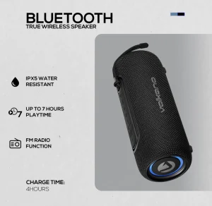 Volkano Mini Mamba 2.0 Portable Bluetooth Speaker with Lights IPX5 Rating - Black (New, open-box)