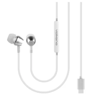 Volkano Prism 3 Series Type-C Earphones with Mic (USB-C 10mm Drivers) - White (New, packaging damaged / no packaging)