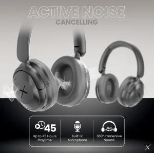 VolkanoX Halo Series ANC Bluetooth Wireless Over-Ear Headphones with LDAC - Black (New, open-box)