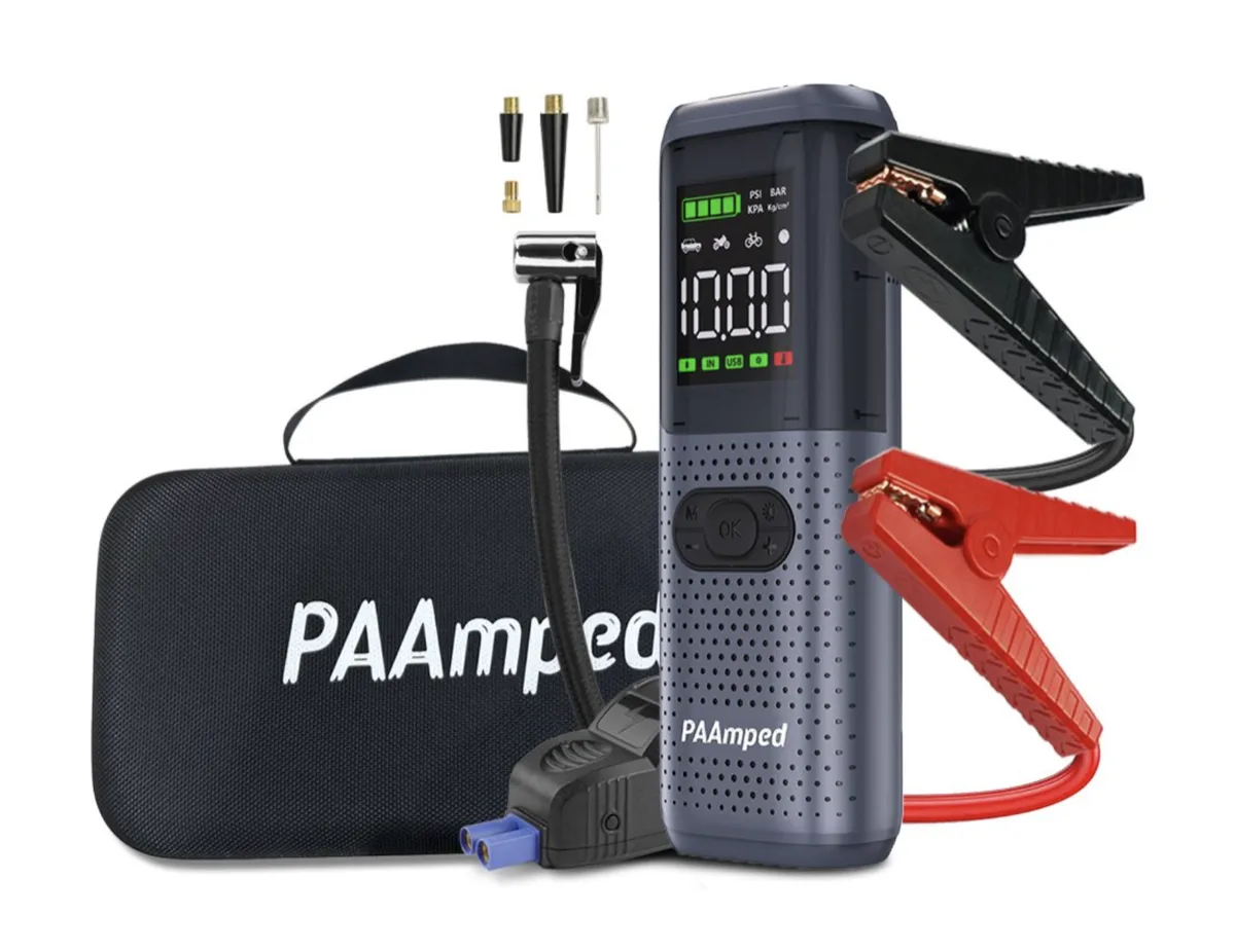 4 In 1 Smart Jump Starter with Air Compressor Powerbank Flashlight For Car (New, sealed)