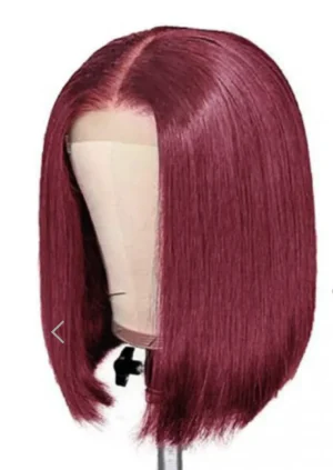 Brazilian Human Hair Glueless Ear to Ear Full Frontal Short Bob Wig 8inch - Red (New, sealed)
