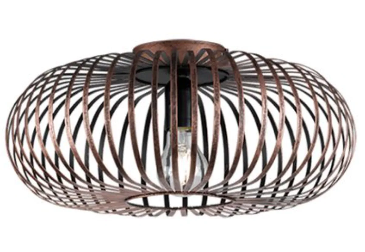 Flush Mount Metal Cage Style Ceiling Light-JNC - Antique - (New)