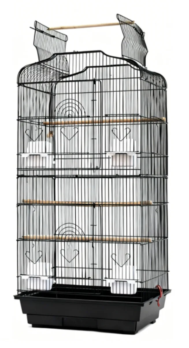 Large Bird Cage Open-Top Parrot Cage with 4Perches and 4Feeding Bowls - 92cm (New)