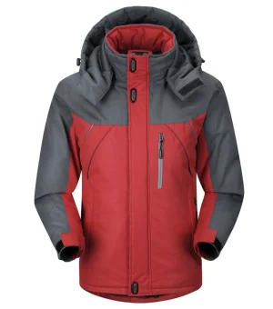 Mens Winter Hooded Jacket Windproof Warm Coat Mans Winter Hooded Jacket - Red - XL (New)