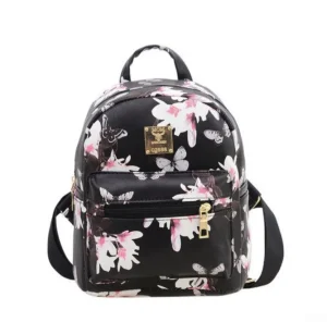 Mini Flower Print Backpack - Black - (New)