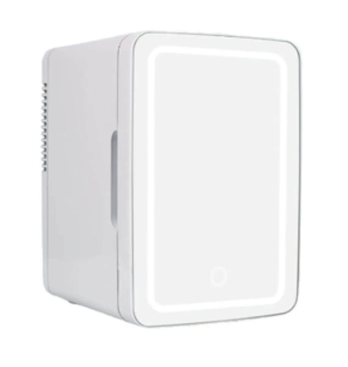 Mini Fridge With Touch LED Light Control & Mirror Finish For Home & Beauty - White (New, packaging damaged / no packaging)