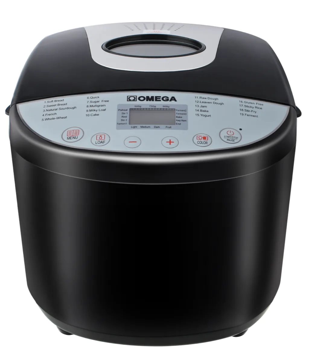 Omega 19-in-1 2LB Bread Maker Machine - 19 Presets LCD Display (New, shop display model)