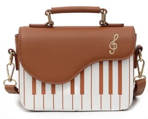 Piano Design Women Shoulder Bags PU Messenger Handbag Corssbody Bag BAG18 - Brown - Women 20 cm - (New)