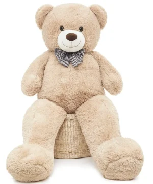 TANOTIB - Huggable Soft Giant Teddy Bear With A Bow -Light Brown - 180cm (New, packaging damaged / no packaging)