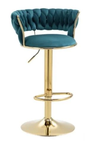 Velvet Swivel Luxury Bar Stool - HZ882 - Green - Velvet Swivel Luxury Bar Stool (New)