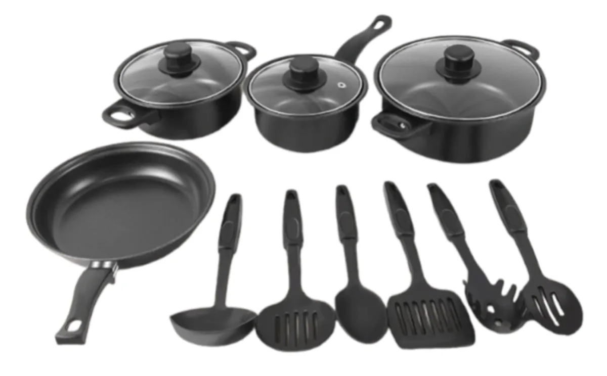 13 Piece Black Non-Stick Cookware Set (New)