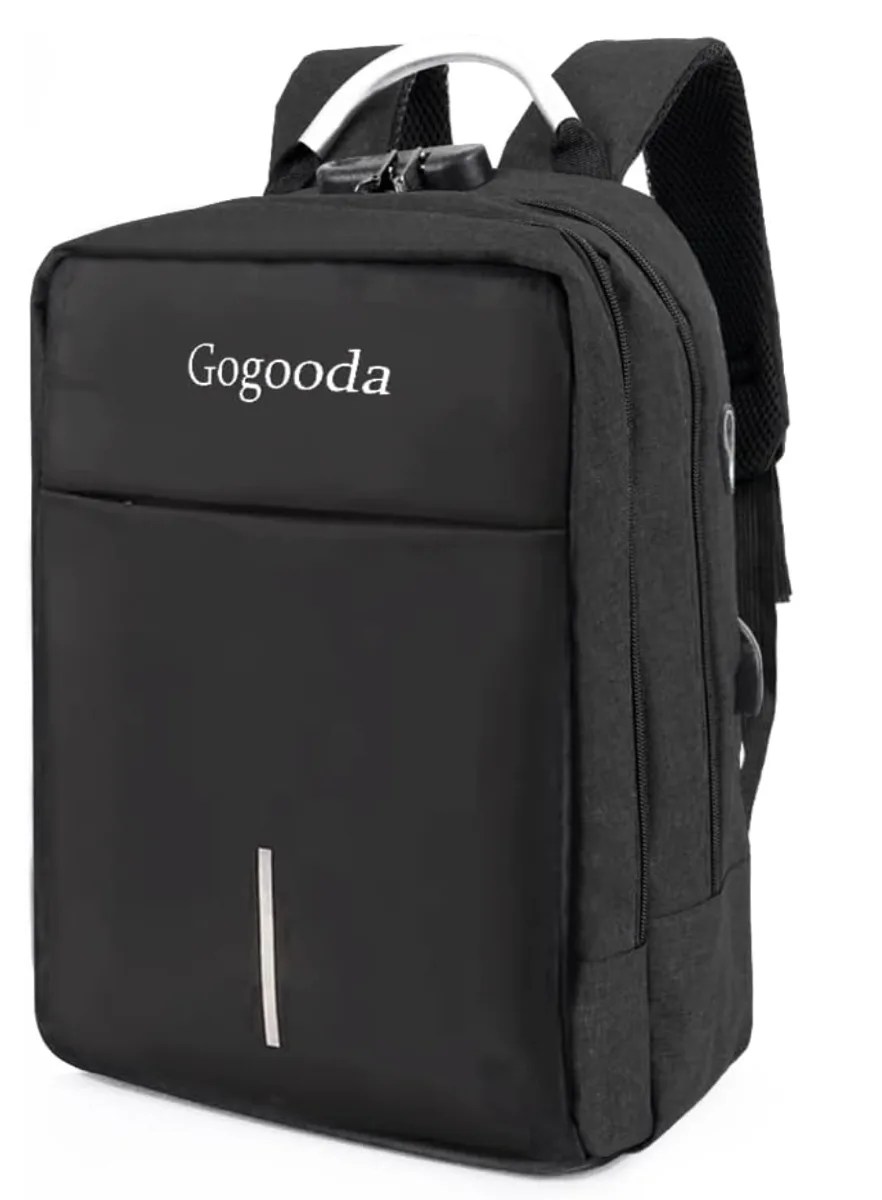 2Pack Anti-Theft Travel Backpack Laptop Bag with USB Charging Port Lockable - Black (New)