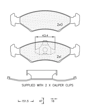 Ate Brake Pad - Ate334 - Dimension Overview: L152 H47 T16 (New, open-box)