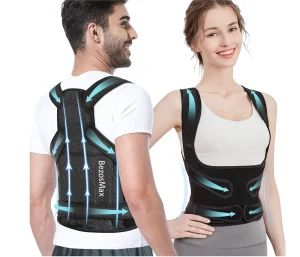 BezosMax Posture Corrector Adjustable Back Support for Pain Relief-15CM - Black - M (New)