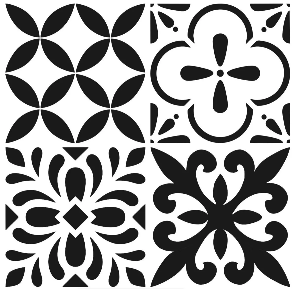 Black White Tile Wall Stickers - 20 L x 20 W cm (New)