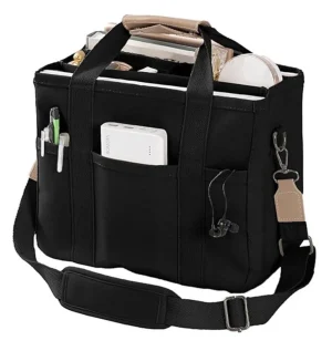 Canvas Tote Bag with Multi Pockets Crossbody Tote Bag for Women - Black (New)