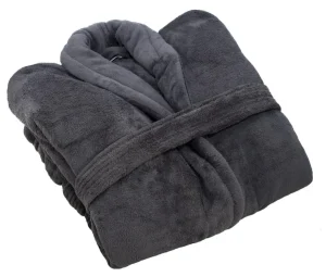 Club Classique - Coral Fleece Bathrobe - Charcoal - S/M (New, shop display model)