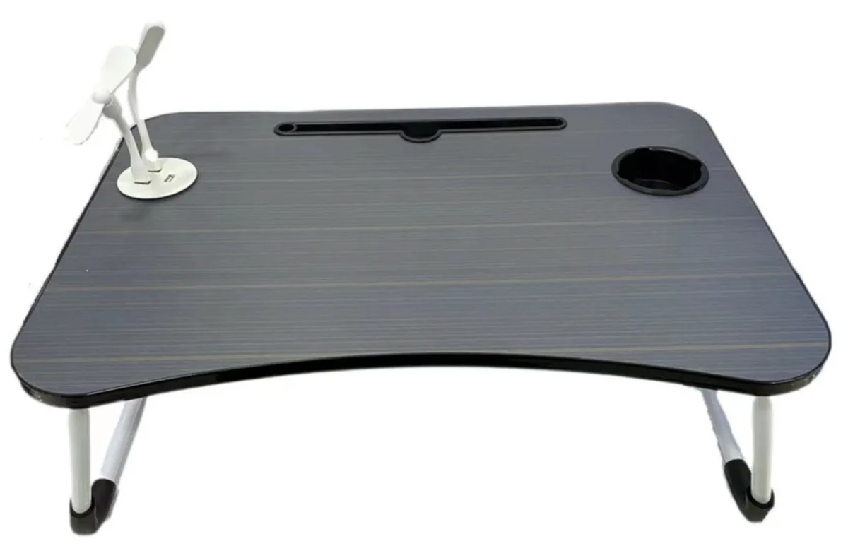 Foldable Laptop Bed Desk Table with Built-in USB Port Mini Fan LED Lamp (Pre-loved, great condition)