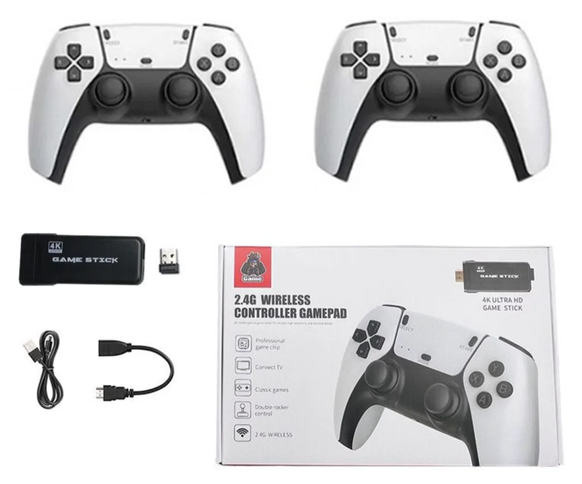Game Stick 4K HD TV Video Game PS1 Emulators 2.4G Wireless Game Console (New, sealed)