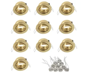 ML Gold Tiltable Downlight Fittings With GU10 Holders - Pack Of 10 (New, sealed)