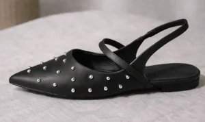 Missy Missi Ladies Slingback Mules With Gold Studs - Black - UK 7 - Ms3081 (New)