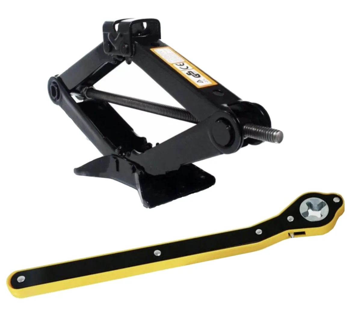 Portable Labor-Saving Scissor Wheel Jack Ratchet Wrench 360-Degree Tool Combo (New)