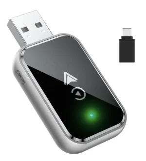 Wireless CarPlay Adapter Convert Wired to Wireless Compatible with Apple CarPlay Adapter - Mini Size with Extension Cable USB USB-C/Type-C Stable Control No Delay Black (New, open-box)