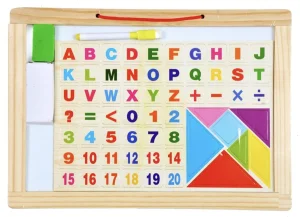 Wooden Educational White Board With Alphabets Numbers and Shapes (New, sealed)